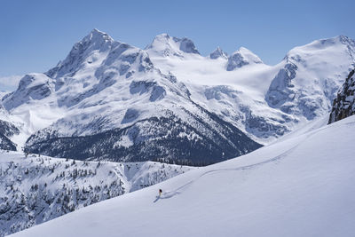 Scenic view of snowcapped mountains