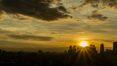 View of city at sunset