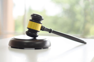 Close-up of toy car on table