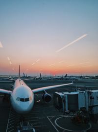 Airplane at sunset