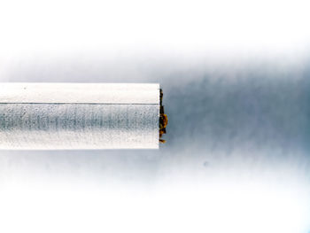 Close-up of cigarette against white background
