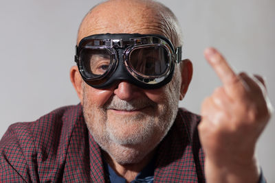 Portrait of man wearing goggles