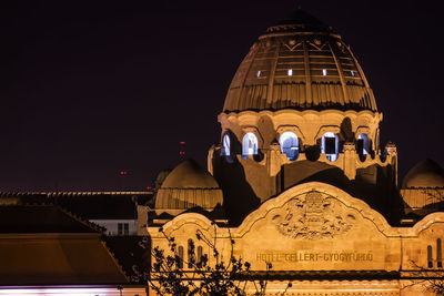 Illuminated hotel gellert at night