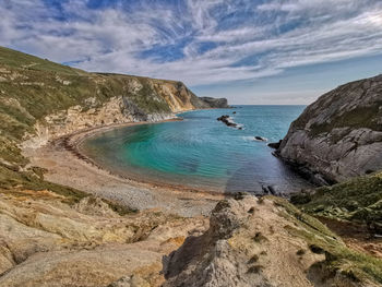 Sun and blue skies at durdle door