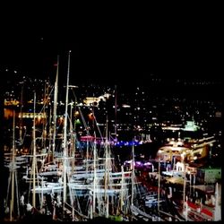 View of illuminated city at night