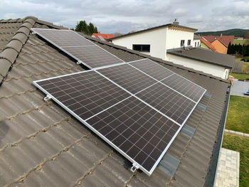 High angle view of solar panels