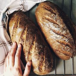 Close-up of hand holding bread