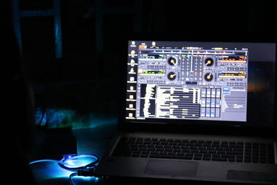 Close-up of laptop keyboard on table