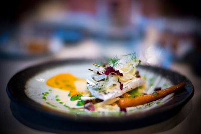 Close-up of meal served in plate