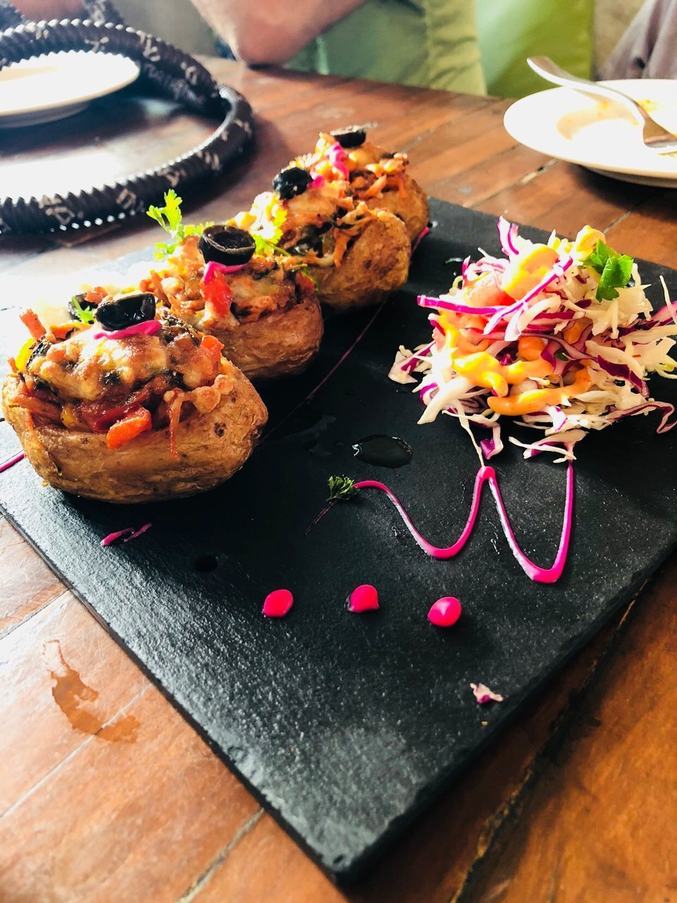 HIGH ANGLE VIEW OF MEAL SERVED ON TABLE