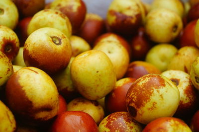 Full frame shot of apples for sale at market stall