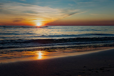 Scenic view of sea against sky during sunset