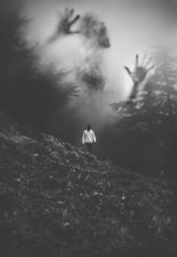 Man walking on field