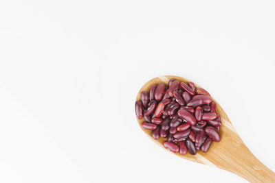 High angle view of bread against white background