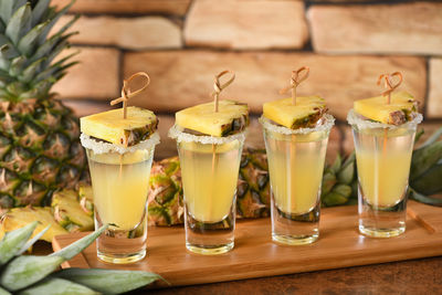 Double shots of tropical tequila with pineapple juice.