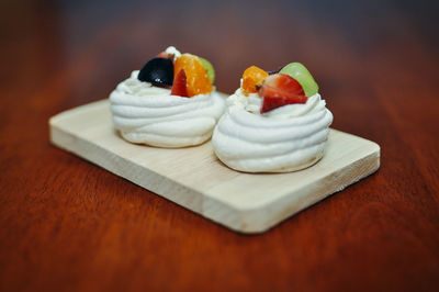 Close-up of dessert on table