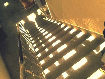 High angle view of spiral staircase in building
