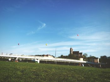 View of landscape against blue sky