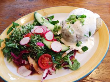 Close-up of food served in plate