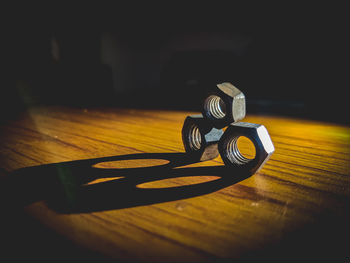 Close-up of toy car on table