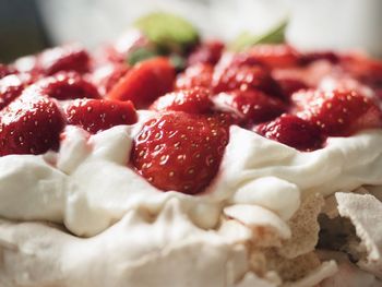 Close-up of strawberries on cake