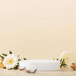 Close-up of white flowers on table