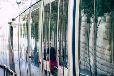 Train on glass window