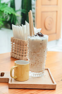 Close-up of dessert on table