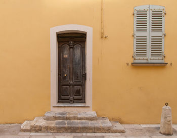 Closed door of building