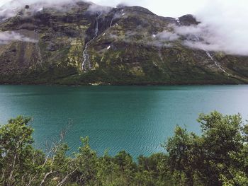 Scenic view of sea and mountains