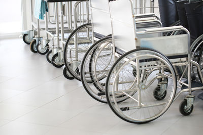 Bicycle parked on tiled floor