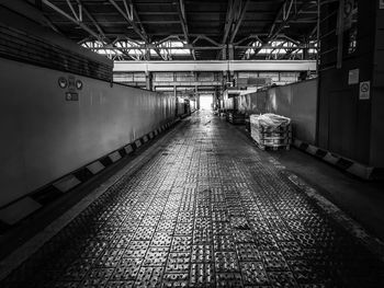 View of empty underground walkway