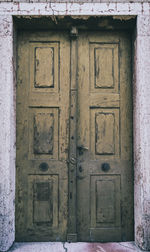 Closed door of old building