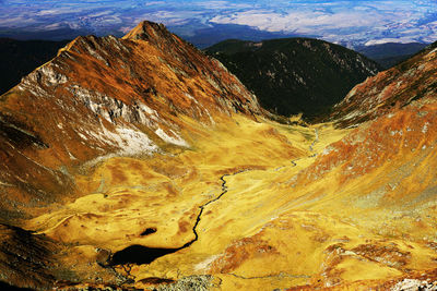 Aerial view of a mountain range