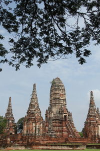 Low angle view of temple building against sky