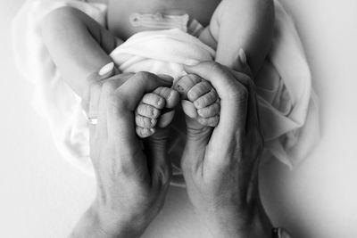 Close-up of woman with hands