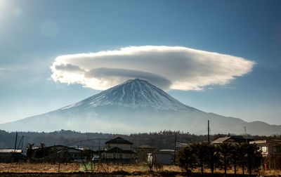 Mushroom cloud over mount fuji