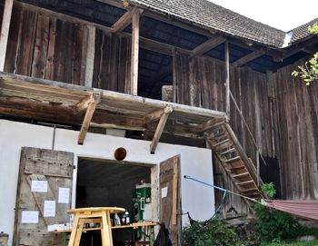 Low angle view of abandoned building