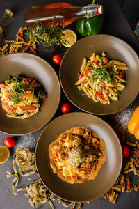 High angle view of food in plate