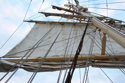 Low angle view of sailboat against sky