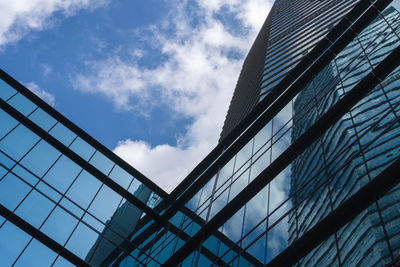Low angle view of modern building against sky