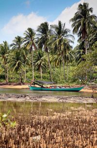 View of boat in sea