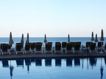 View of swimming pool against clear sky