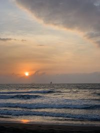 Scenic view of sea against sky during sunset