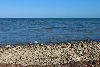 Scenic view of sea against clear sky