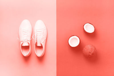 High angle view of shoes on table