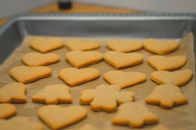 Close-up of cookies in baking sheet