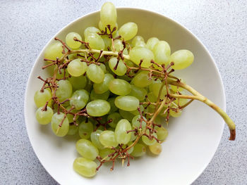 High angle view of fruits in bowl on table