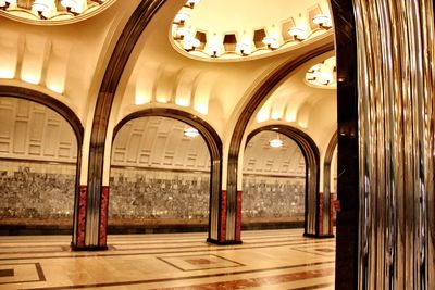 Illuminated corridor of building