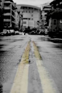 Surface level of wet road in rainy season